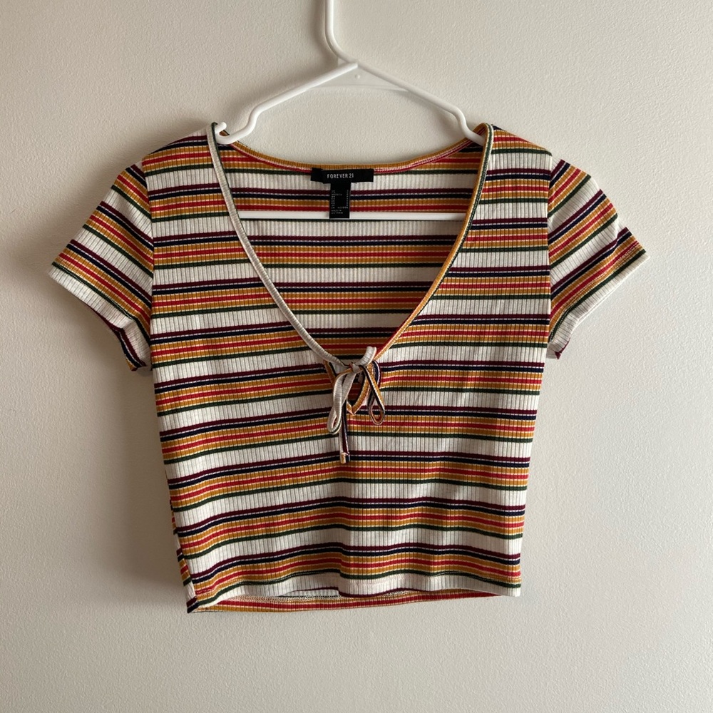 Stripe forever 21 crop top